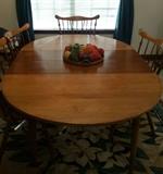 maple table/leaves/6 Windsor chairs