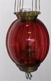 Cranberry Glass Parlor Oil Lamp
