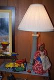 Vintage tin toys, topsy turvy doll