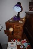 Old buttons, library file drawer,