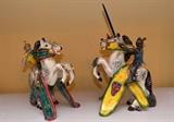 Pair Porcelain Knights in Armor on Horses Figurines (Italy)