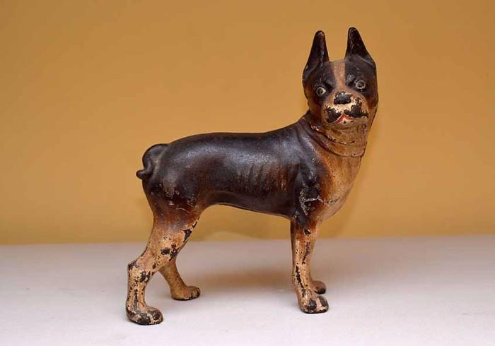 Antique Cast Iron Boston Terrier Dog Figure / Door Stop
