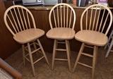 3 Windsor Style Bar Stools