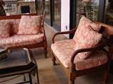 Pair of teak sofas and pair of chairs on the loggia
