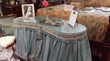 Dressing table from the estate of actress Maria Felix. Sturdy desk-like construction with drawers under skirt that swings out for access. On view at The Estate Sale Gallery at Los Patios, 2015 NE Loop 410, Wed-Sunday, 11:00 to 4:00