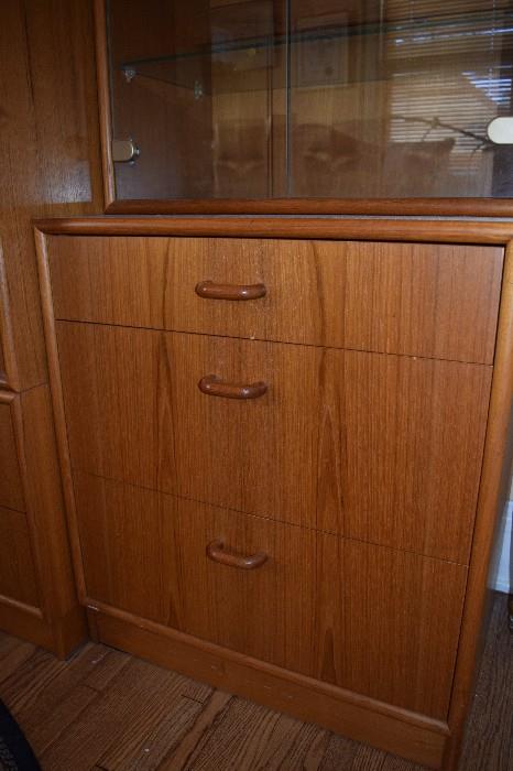 Large teak entertainment system; to be sold in separate components. Purchased approximately 32 years ago from Scandinavian Design.