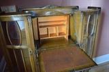 Antique smaller secretary with display cabinets on both sides. 