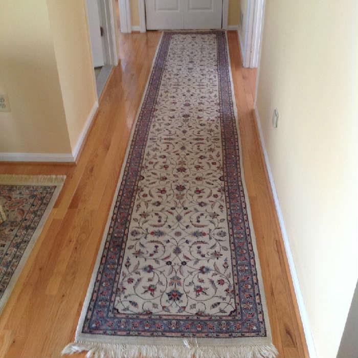 Oriental Runner - 2'7" wide x 14'6" long.  Country of origin / Pakistan - Persian design.  1980's carpet with about 300 KPSI.  Hand knotted wool pile on cotton foundation.  Appraised value 12/16/2015 $ 1,600.00 - asking $ 1,000.00