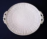 Irish Belleek 11 1/4" handled cake plate, "Limpet" pattern, third black printed mark 1927-1941