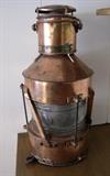 World War II era English "Not Under Command" copper ships lantern, Best & Lloyd Ltd 1943. Would be used on a vessel which through some exceptional circumstances is unable to maneuver and is therefore unable to keep out of the way of another vessel.
