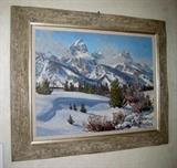 1983 limited edition lithograph entitled "Silent Solitude" by Conrad Schwiering, artist's proof #8/25. The print has been overbrushed in acrylic by Schwiering and has its COA and letter signed by Schwiering explaining the special process used to create the print. Pictures of the COA and letter follow. THIS ITEM WILL BE SOLD BY SEALED BID. Bid forms will be available and bids may be submitted at the sale until 4pm on April 30th. 
At 4pm, the bidding will close, the sealed bids will be opened, and the winners will be notified. 
Absentee bids may be placed through 5pm MST Friday April 29th by calling Wyoming Estate Services at 307-577-1553.