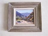 Original desert scene oil painting by Kerry Kinman (Oregon 1946-2008), entitled "Sparkle Canyon", 8" x 10"