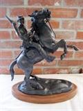 1981 bronze sculpture by Pershing Geiger (Wyoming 1922-1996) entitled "Lt. Caspar W. Collins", #21/25. THIS ITEM WILL BE SOLD BY SEALED BID. Bid forms will be available and bids may be submitted at the sale until 4pm on April 30th. 

At 4pm, the bidding will close, the sealed bids will be opened, and the winners will be notified. 

Absentee bids may be placed through 5pm MST Friday April 29th by calling Wyoming Estate Services at 307-577-1553.