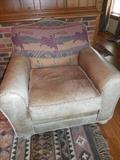 Over Stuffed Leather Arm Chair (2)