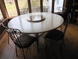 Restoration Hardware Farm Table with Built in Marble Lazy Susan