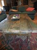 1800's Knotty Pine Door,with Original Hand Tooled Hardware Made into a table