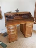 1800's Oak Roll Top Desk.Slats, Cubby Holes. Original hardware