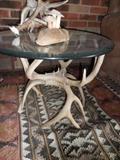 Antler Rack Base. 3/4 inch beveled Glass Top Occasional Table