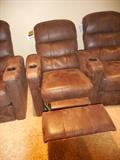 Stadium Leather Recliner,with Cup Holders