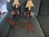 Moose Wall Sconces Hand Tooled Hide Shades Hand Stitched Leather. Various Wall Decor, Light Plate