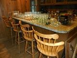 Crystal Bar Ware. Colonial Swivel Bar Stools by S. Brent Bros.