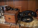 Vintage Telephone with Oak Calling Box/ bells