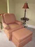 Club Chair and ottoman, table and lamp