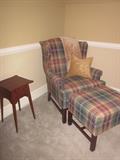 Wing back chair w/ ottoman'