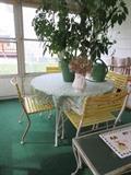PATIO TABLE W/ YELLOW CHAIRS