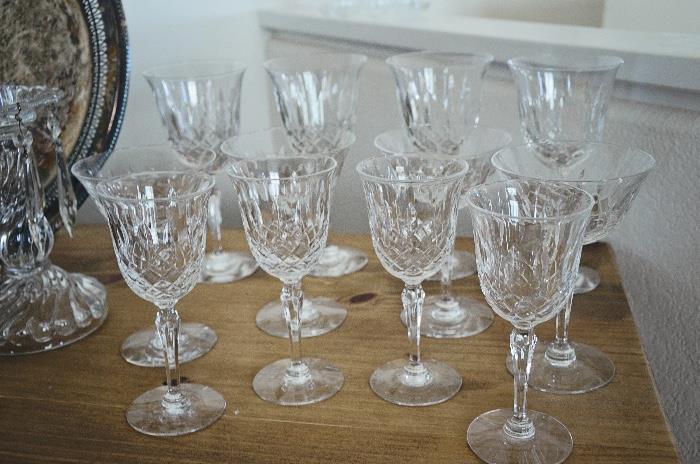 Tiffin-Franciscan Crystal Stemware (Elyse Pattern - Water Goblet, Wine Glass & Champagne/Tall Sherbert Saucer