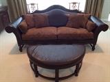 Front View of Stickley Sofa and Demilune.  Amazing workmanship and quality.  Sofa is 100" long.  
