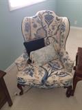 Two Hickory Wing Chairs.  Crewel is fabulous Tree of Life sewn into the fabric.  
