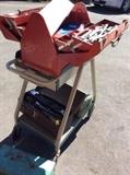 Three tool boxes, contents, rolling cart