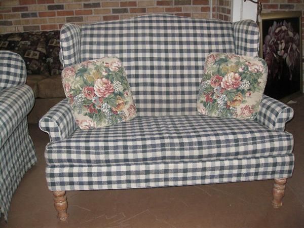 Blue Country Plaid Loveseat by Broyhill