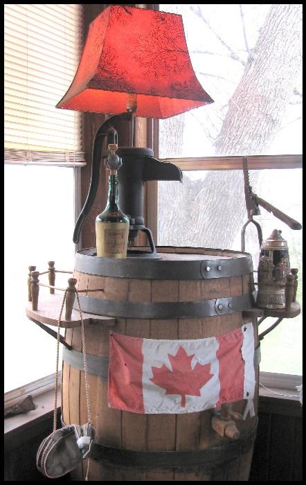 Unique barrel bar, water pump lamp, stein