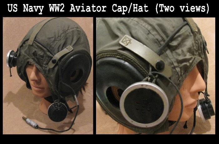 US Navy World War Two aviator cap/hat/helmet -militaria