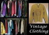 Vintage and newer clothing including letter sweater from Gustavus.