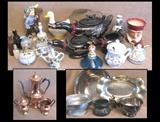 Copper, china, silver, nickel, coin,  plated items.