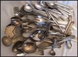 Silverplated, stainless steel, some old, some newer. Includes cake server and a Creamora spoon