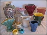 Vases, pitchers. Red Wing, Hull, Homer Laughlin, more