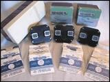 Three View-masters, plastic case, more than 40 reels