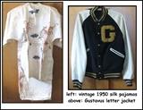 1950's silk pajamas from Hawaii, Gustavus letter jacket.