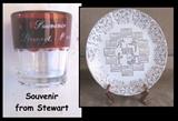 Souvenir glass from Stewart, Minnesota and 1968 calendar plate