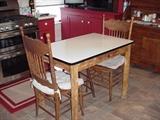 Kitchen table with two oak side chairs