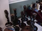Collection of barley twist candlesticks