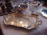 Silverplated serving tray, bowls, and more