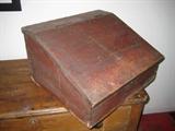 Early dovetailed box in old red paint.