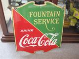Early 1930's two sided enamel porcelain Coca Cola sign. This is a real gem!