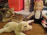 Steiff lion and lamb plus Madame Alexander Eloise doll