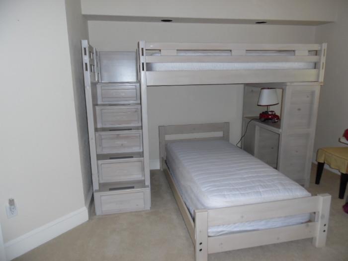 Errol Estates Highlands Subdivision, Creekside Stone Wash Twin Twin Step Bunk Bed With Desk